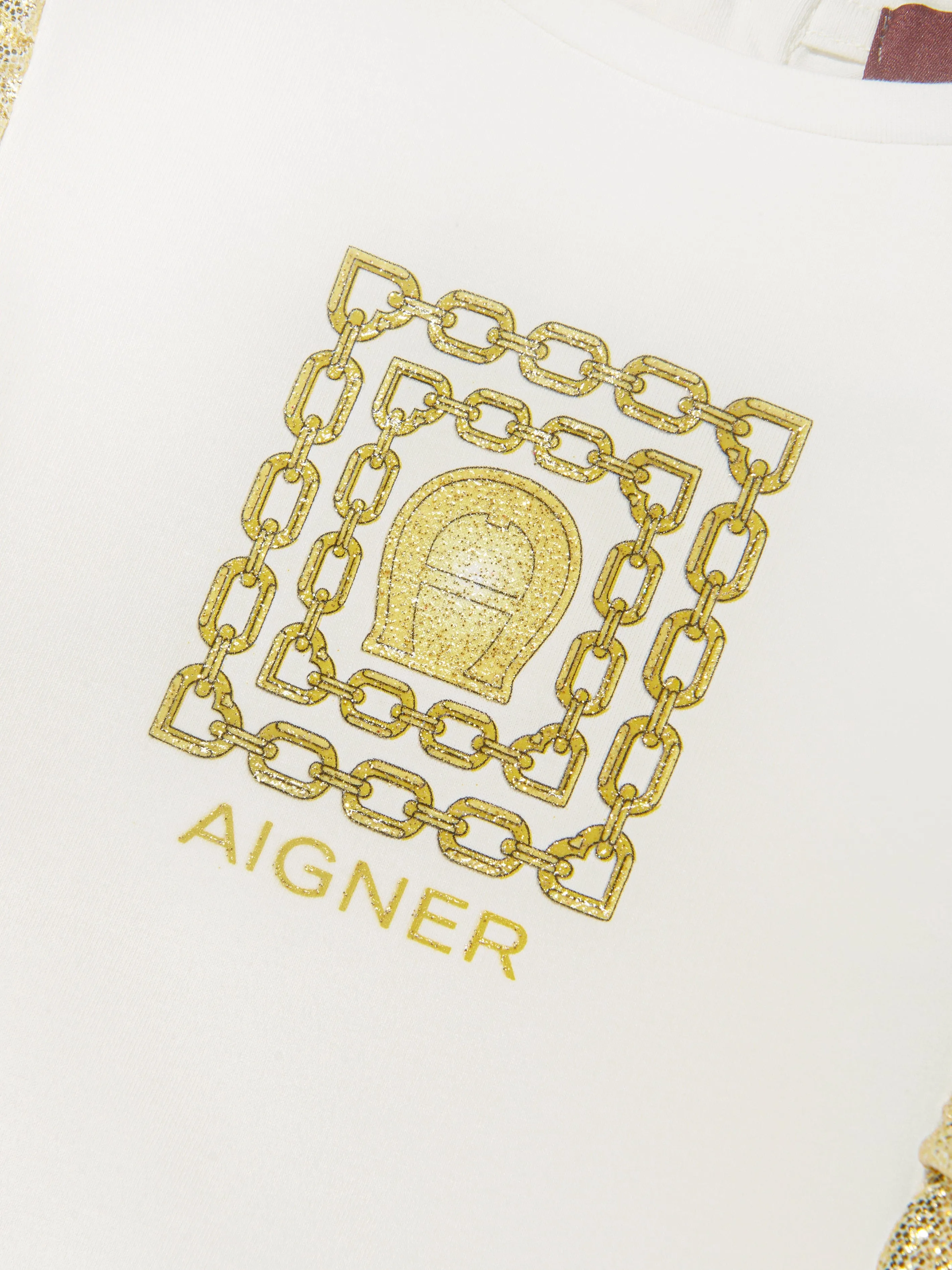 Aigner Girls Metallic Logo Dress in White