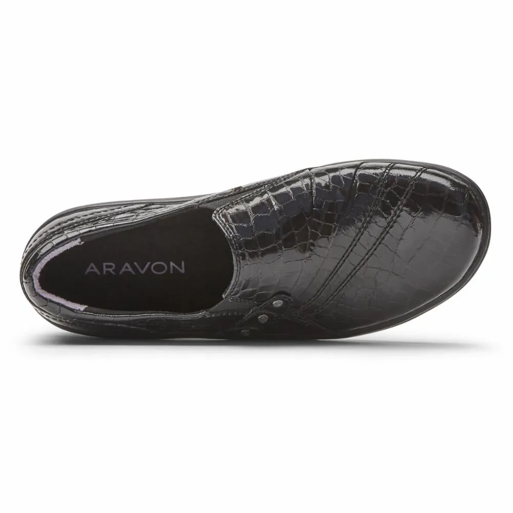 Danielle-AR Black Croco Aravon Duxbury Womens Shoes