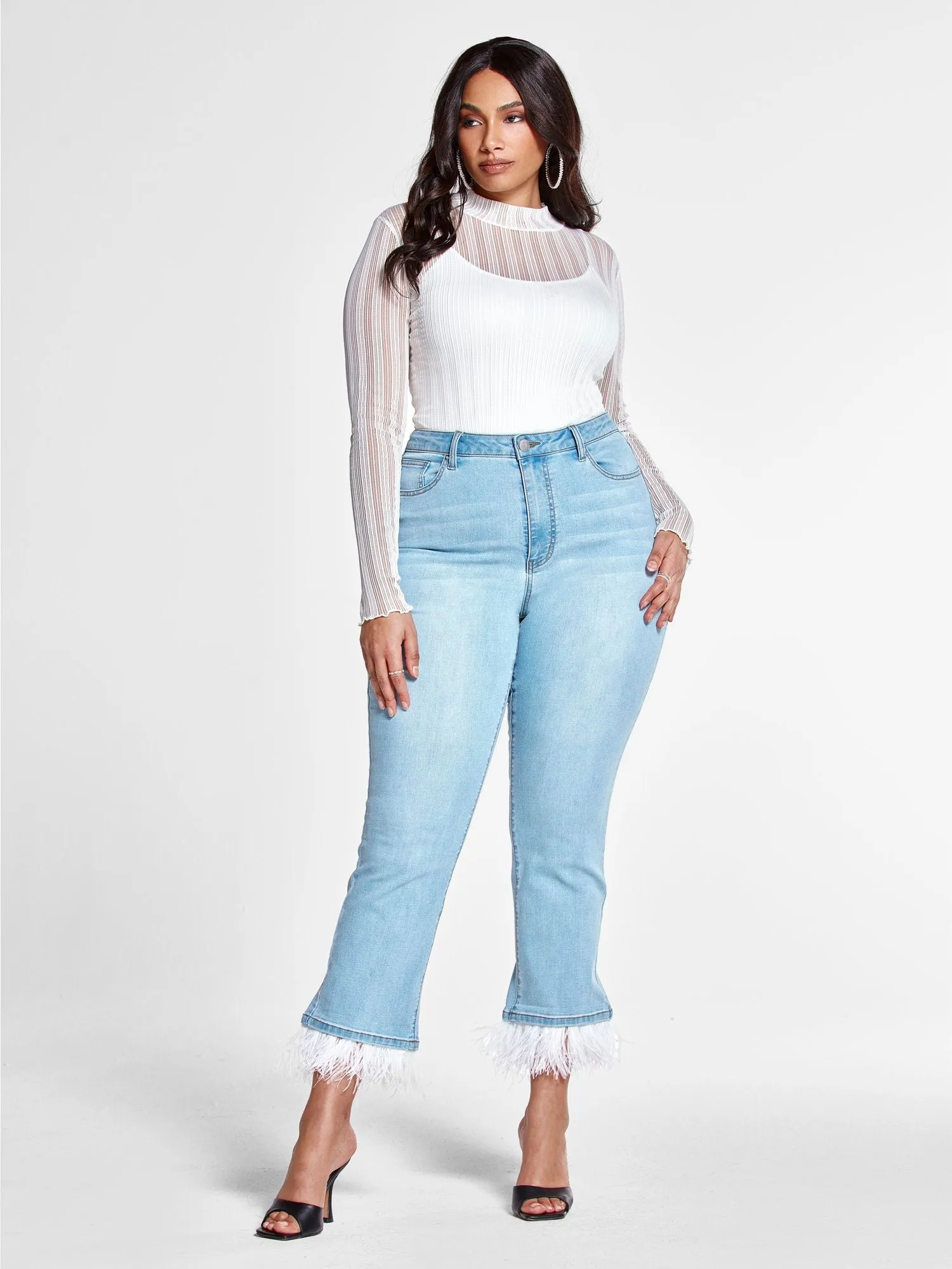 Arissa Mockneck Textured Mesh Top