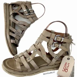 A.S.98 Payne Gladiator Strappy Ankle Buckle Zippered Wedge Platform Sandals