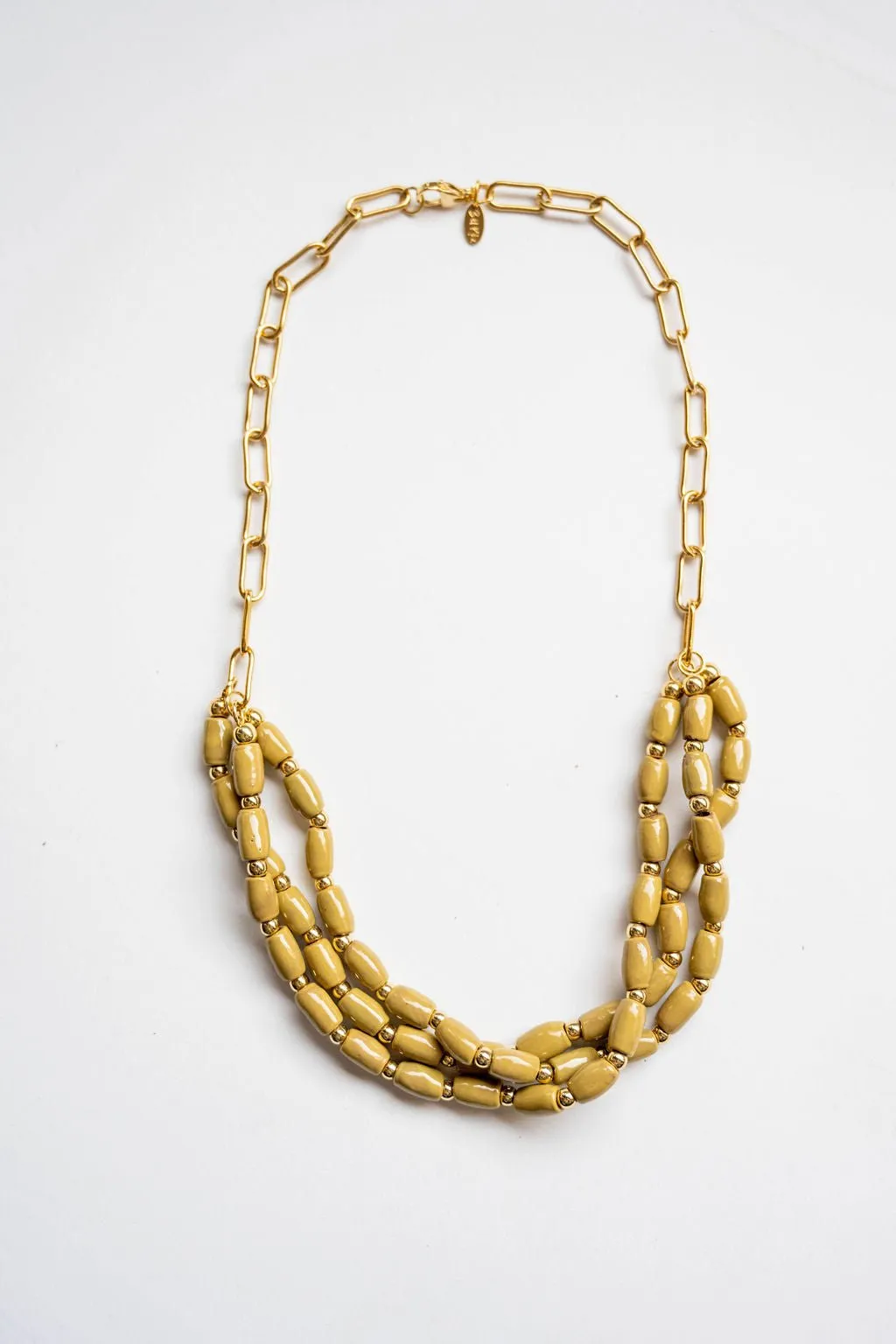 Bel Koz Triple Twist Elongated Clay Necklace