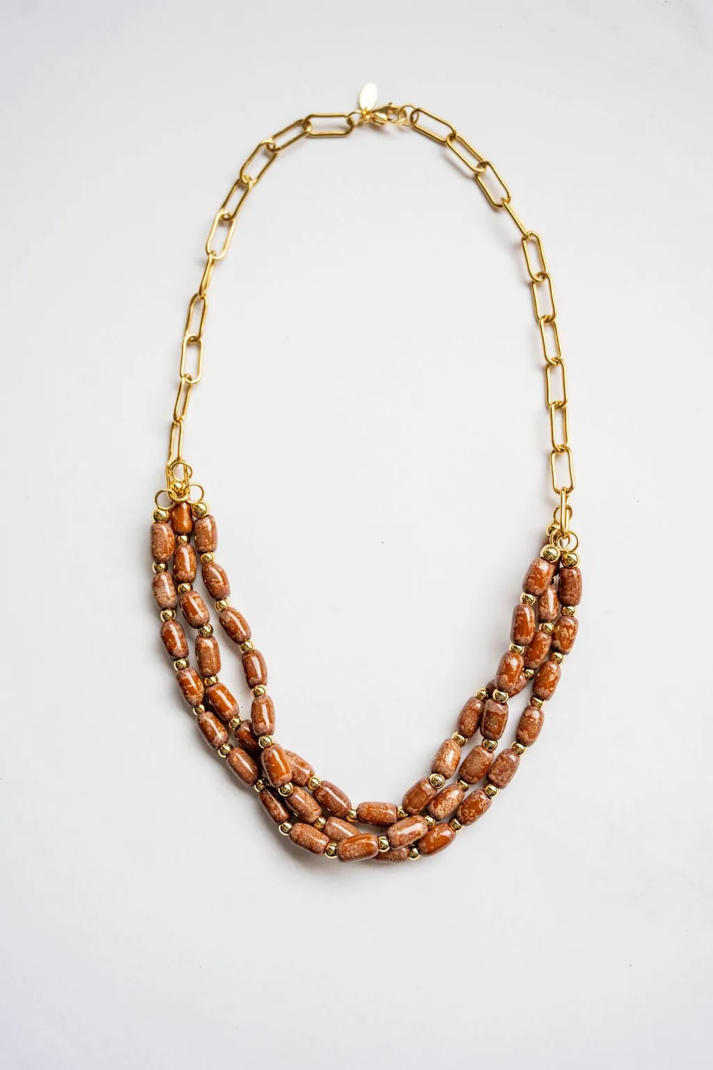 Bel Koz Triple Twist Elongated Clay Necklace