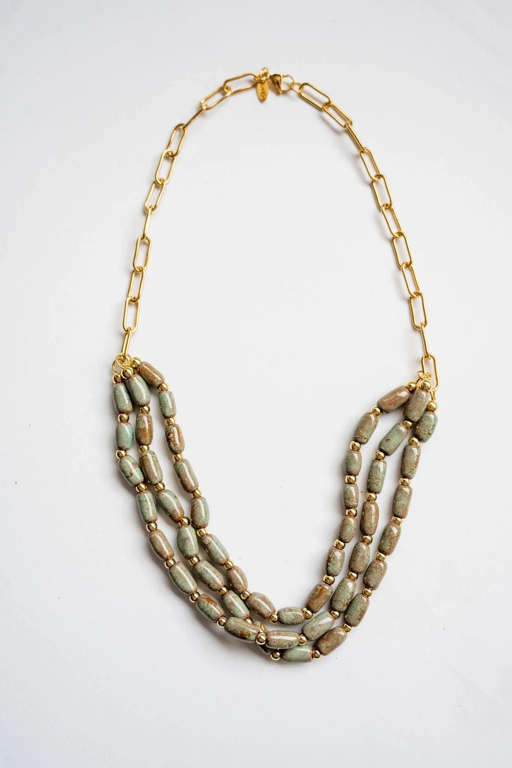 Bel Koz Triple Twist Elongated Clay Necklace