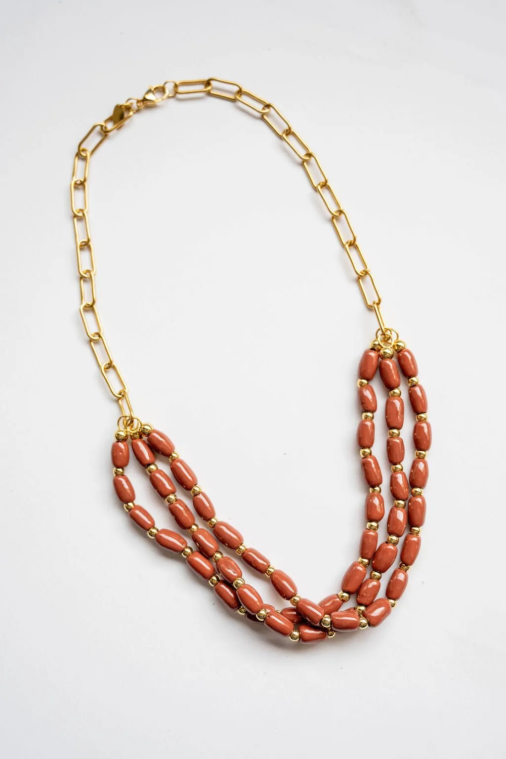 Bel Koz Triple Twist Elongated Clay Necklace