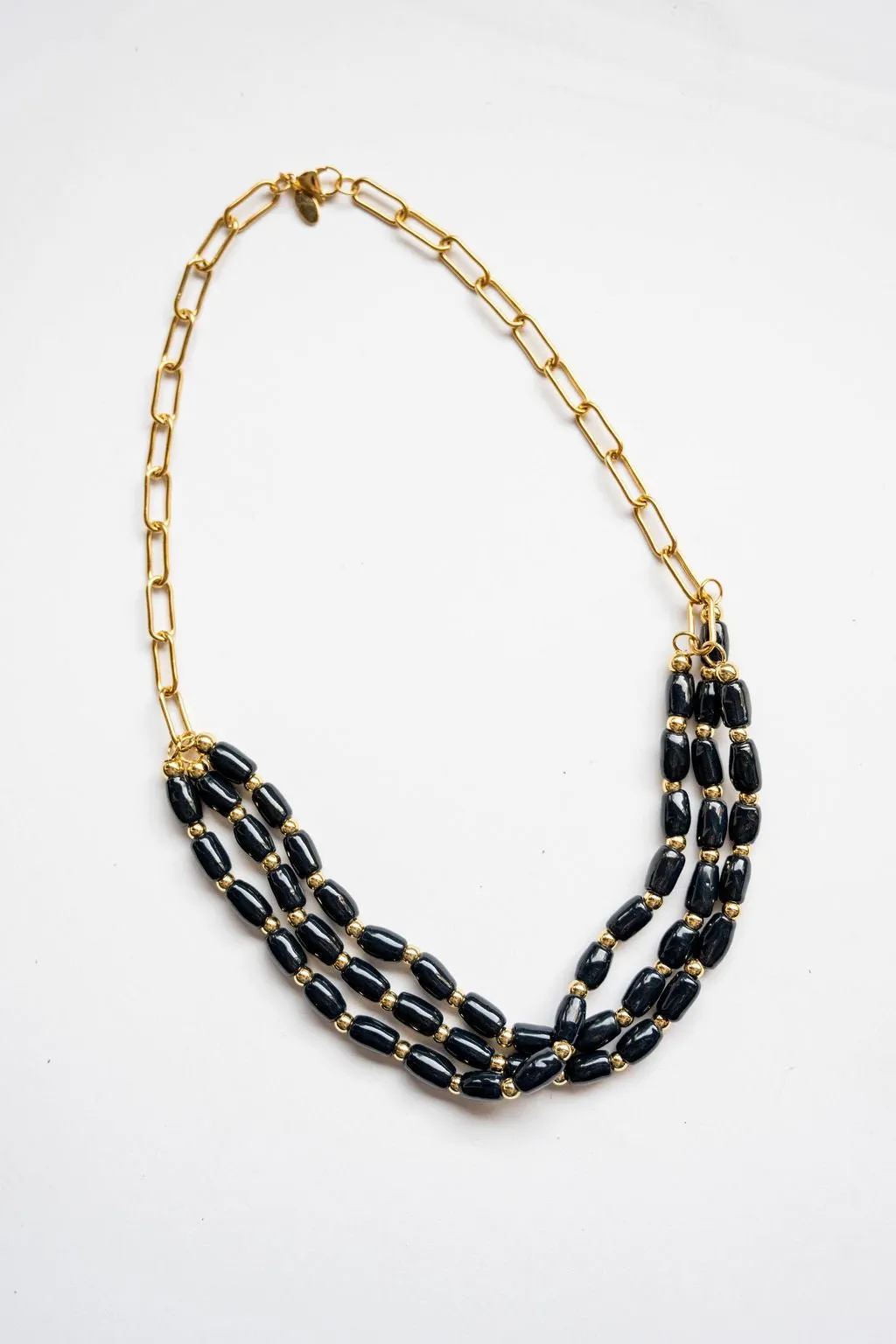 Bel Koz Triple Twist Elongated Clay Necklace