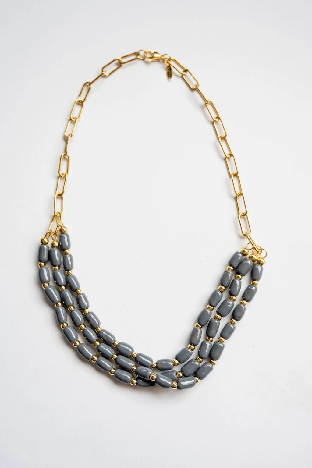 Bel Koz Triple Twist Elongated Clay Necklace