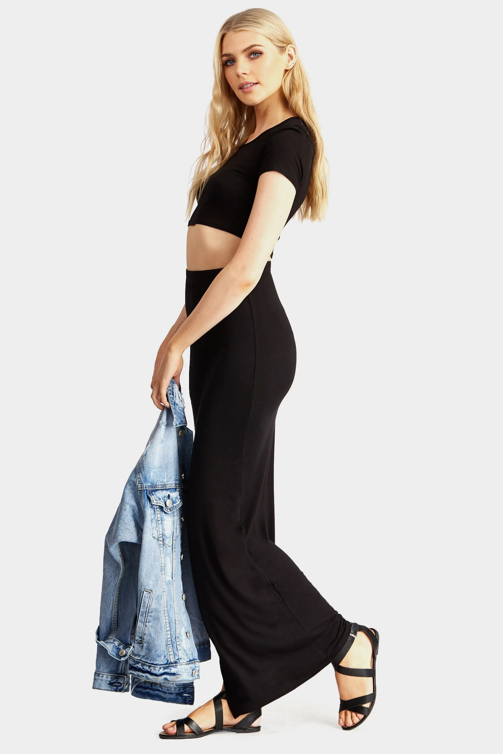 Black Thigh Split Maxi Skirt