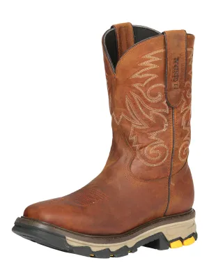 Botas de Trabajo Rodeo de Tubo Pull-On con Punta Suave de Piel Genuina para Hombre 'El General' - ID: 44695