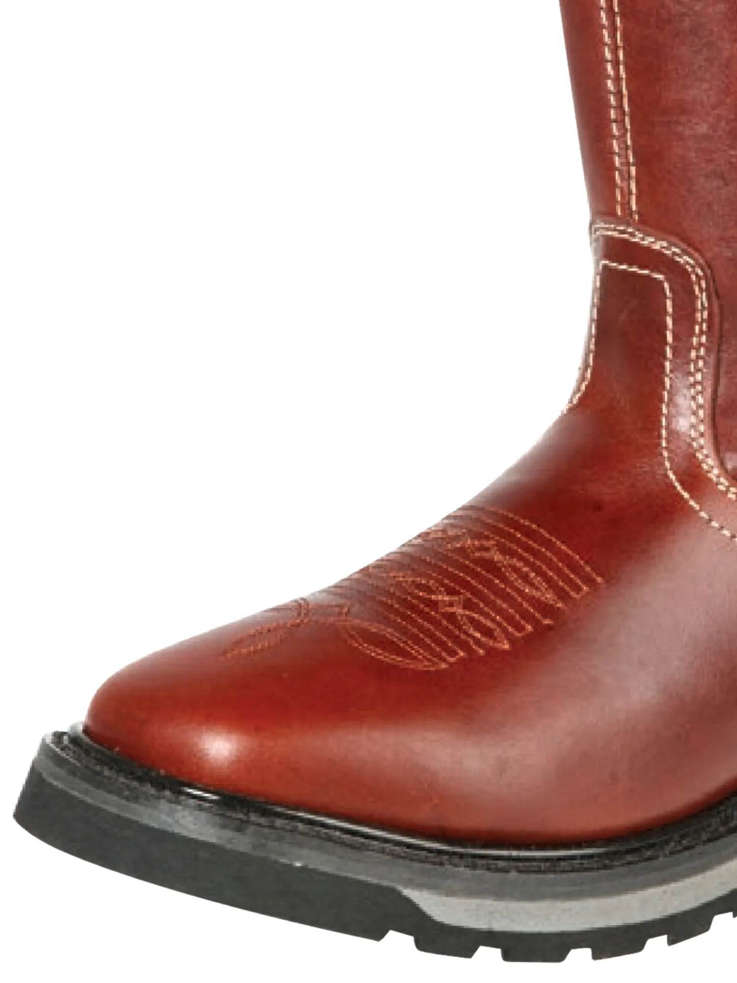 Botas de Trabajo Rodeo de Tubo Pull-On con Punta Suave de Piel Genuina para Hombre 'El General' - ID: 51273