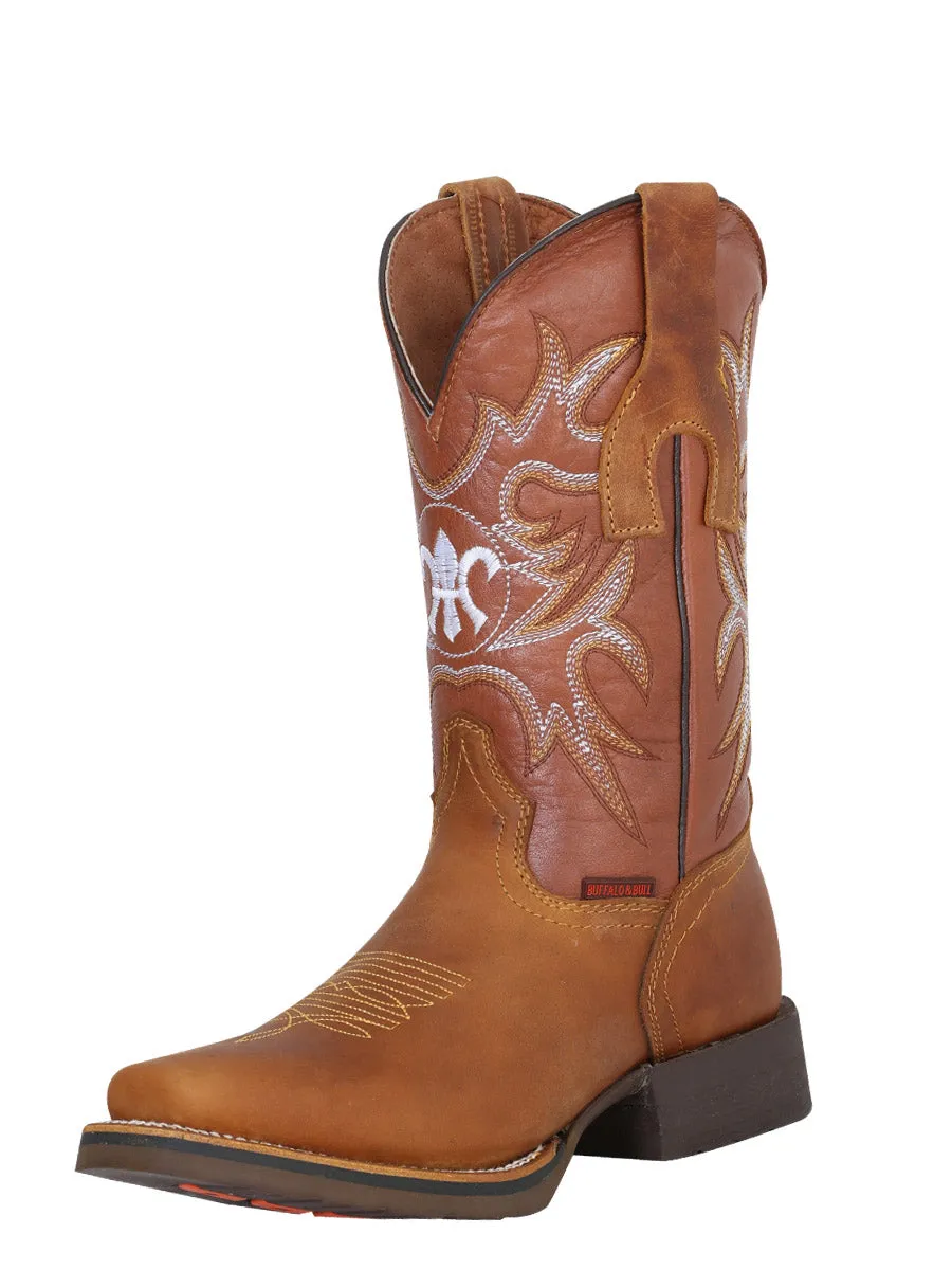 Botas Vaqueras Rodeo Clasicas de Piel Genuina para Mujer/Joven 'El General' - ID: 40949