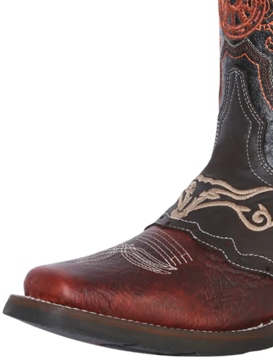 Botas Vaqueras Rodeo con Antifaz Bordado de Piel Genuina para Hombre 'El General' - ID: 40667