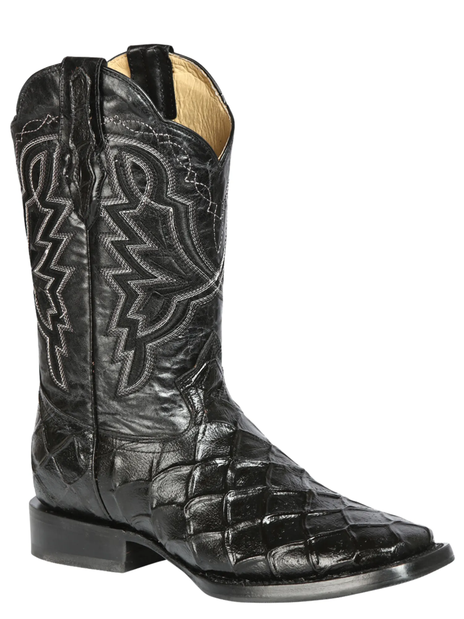 Botas Vaqueras Rodeo Imitacion de Monster Fish Grabado en Piel Vacuno para Hombre 'El General' - ID: 44663