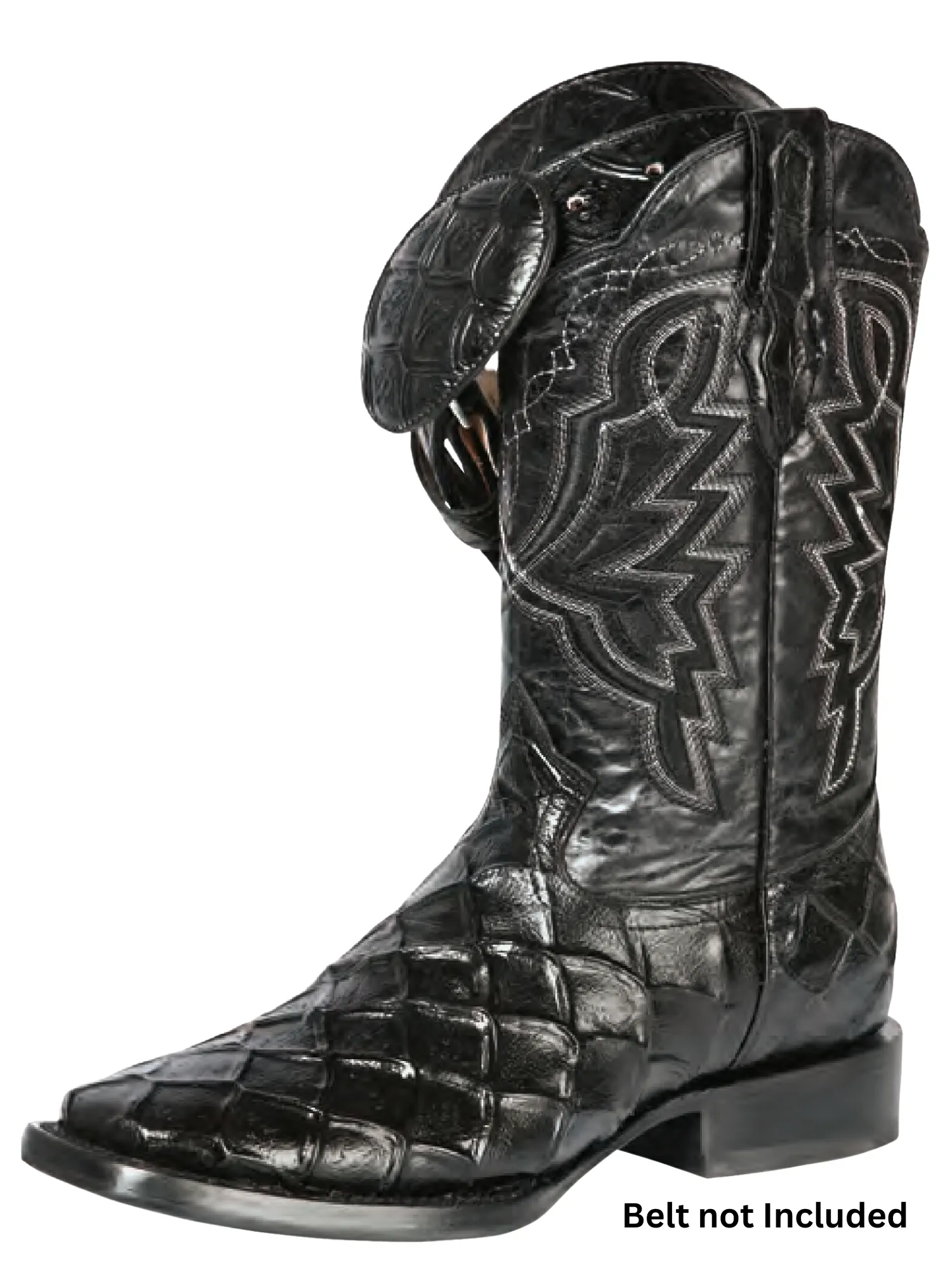 Botas Vaqueras Rodeo Imitacion de Monster Fish Grabado en Piel Vacuno para Hombre 'El General' - ID: 44663