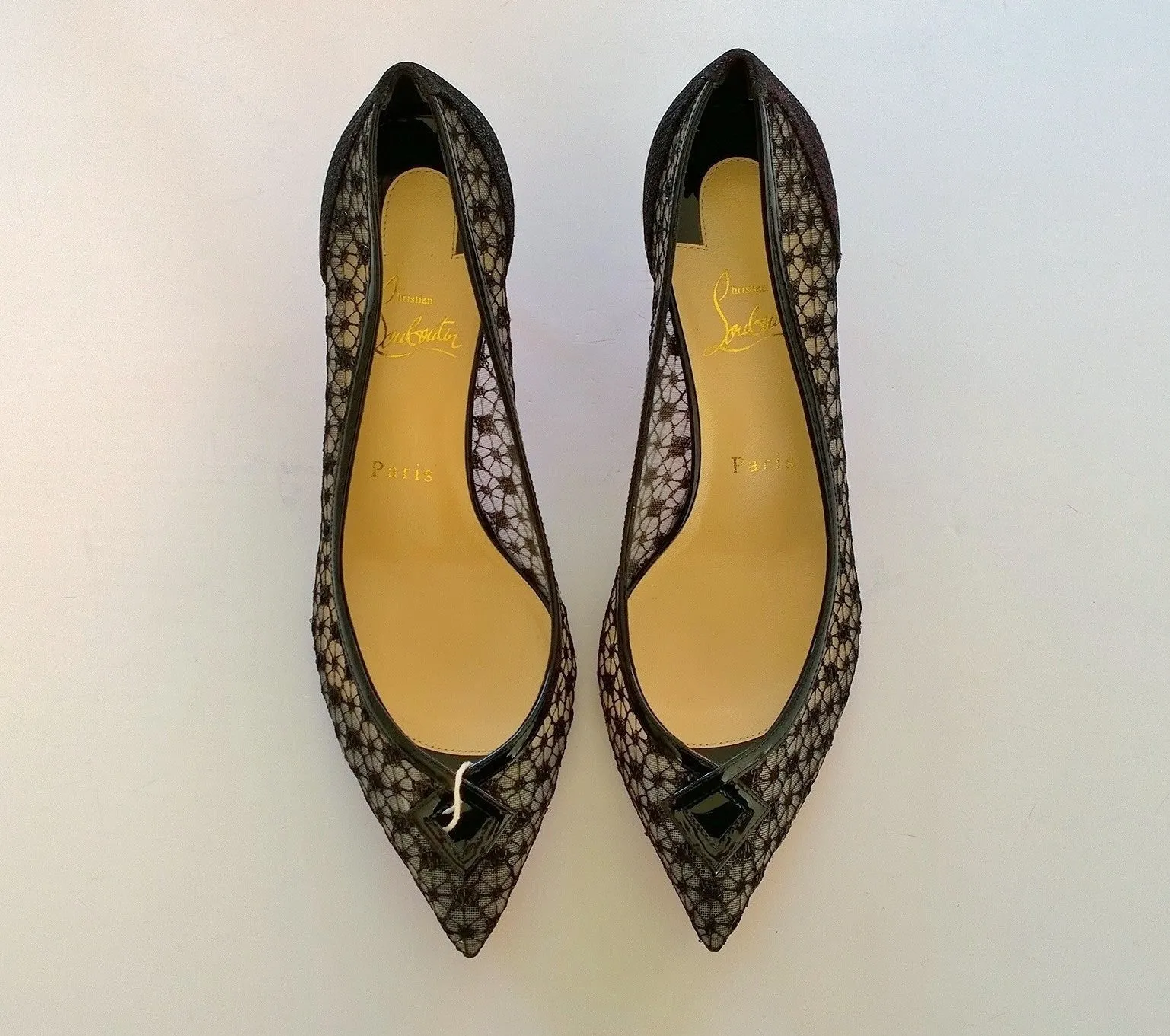 Christian Louboutin Neomid Black Lace Heels 55