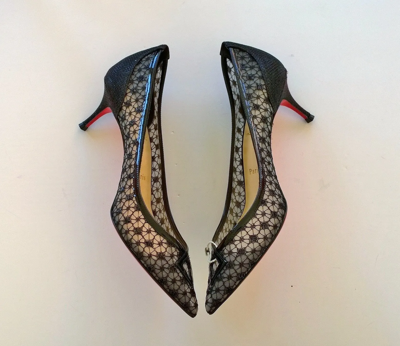 Christian Louboutin Neomid Black Lace Heels 55