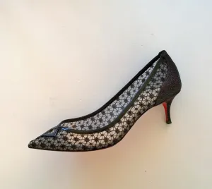 Christian Louboutin Neomid Black Lace Heels 55