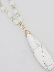 Corinne Teardrop Stone Beaded Necklace - 4 Colors