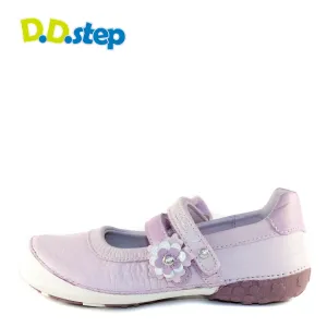 D.D. Step little kid double strap girl sandals/dress shoes violet with flower size US 8.5-12