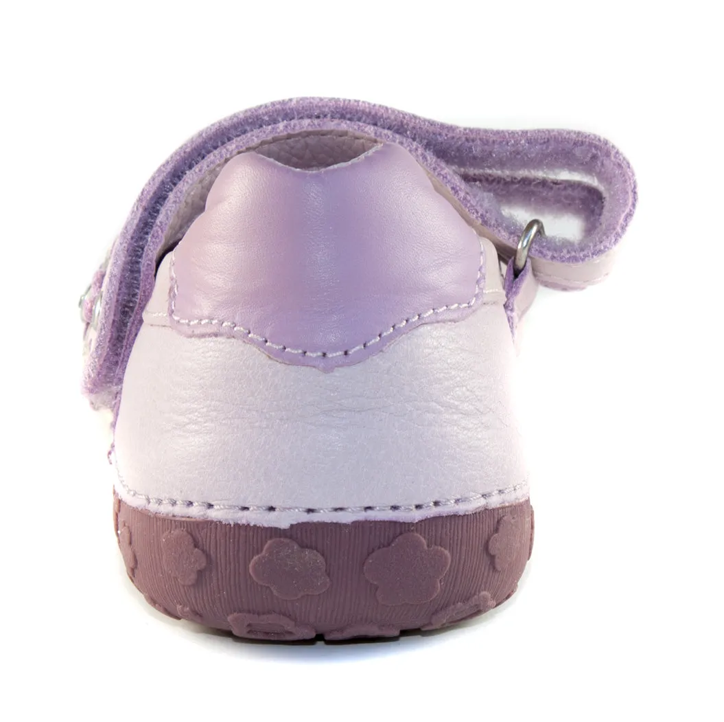 D.D. Step little kid double strap girl sandals/dress shoes violet with flower size US 8.5-12