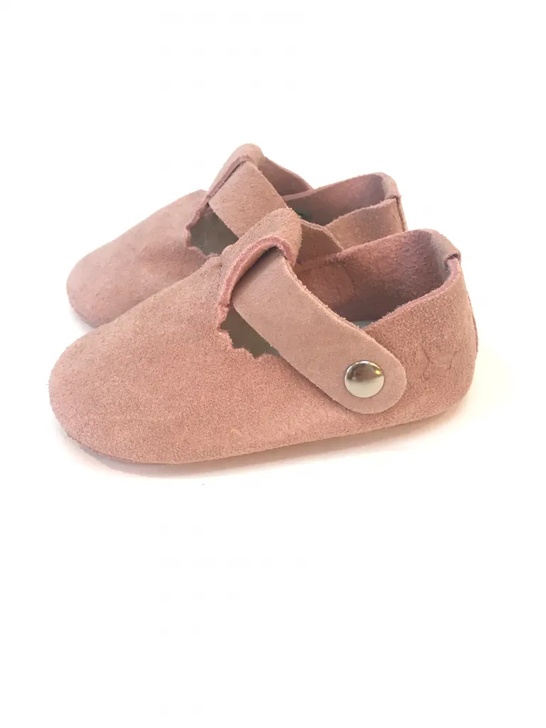 Iris T-Bar Shoes - Pink Suede