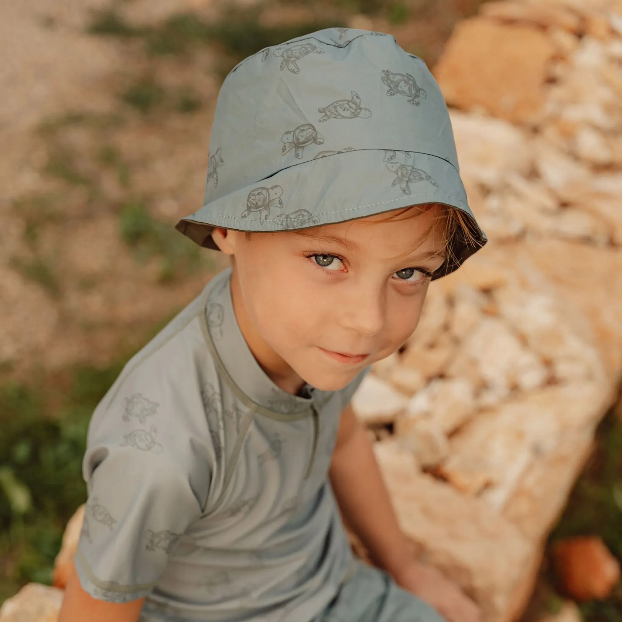 Little Dutch Reversible Bucket Hat - Fresh Greens & Turtle Island