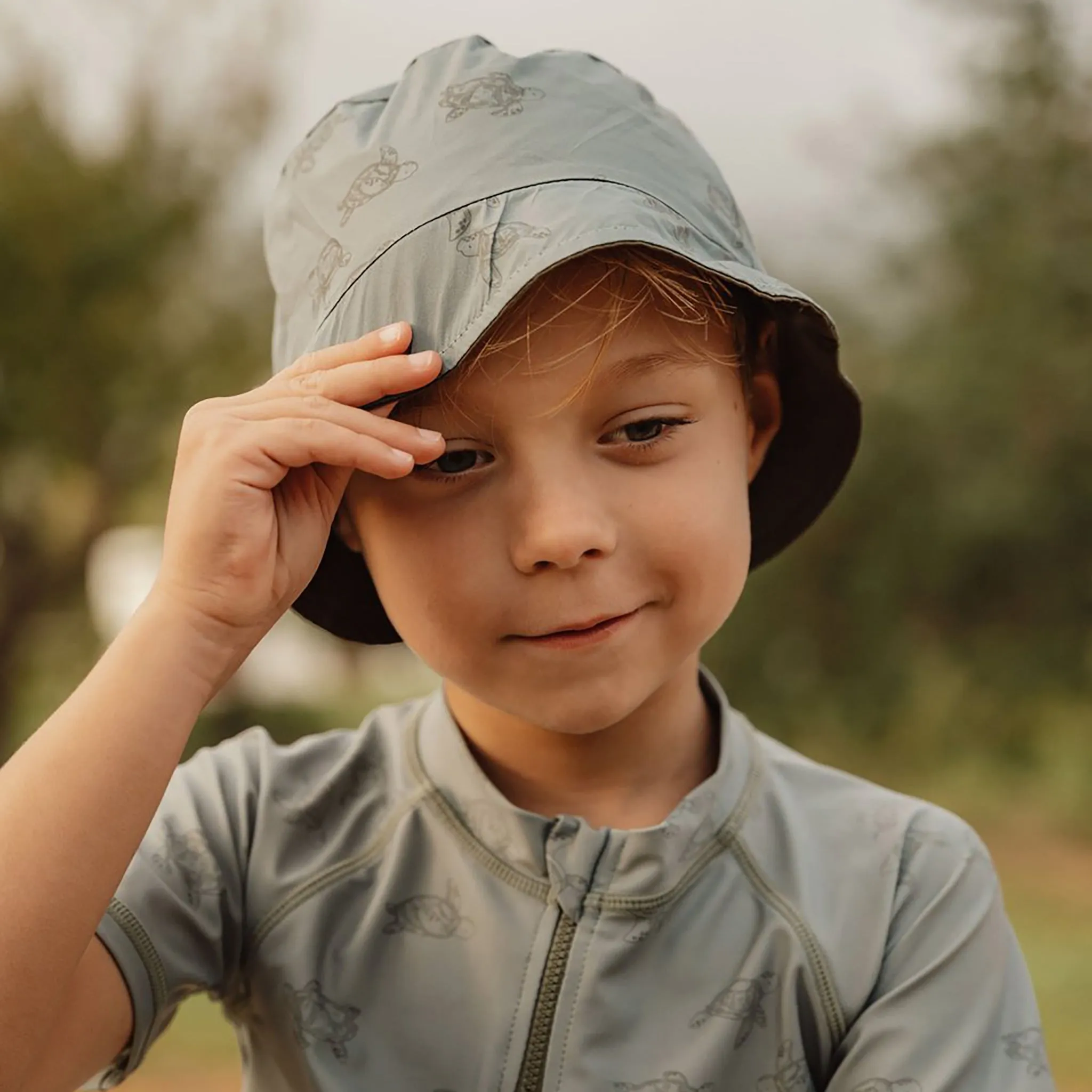 Little Dutch Reversible Bucket Hat - Fresh Greens & Turtle Island