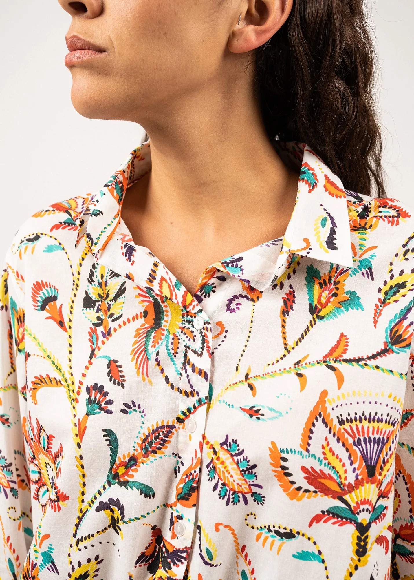 MARION - Printed Shirt With Long Sleeves | 100% Cotton (SUMMER IVORY)