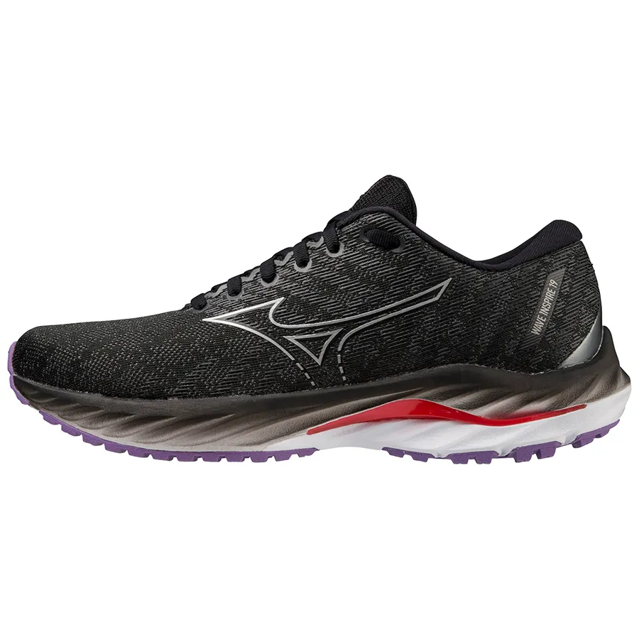 Mizuno Wave Inspire 19 Wide (Women's) - Black/Silver/Bitsweet