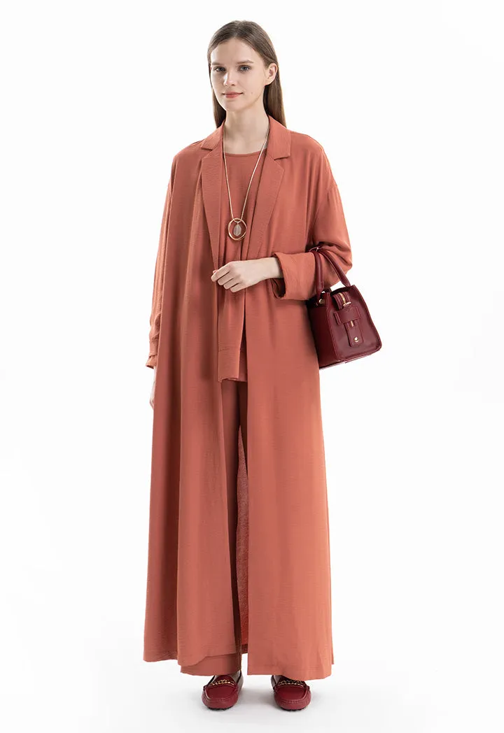 Notched Solid Open Maxi Abaya