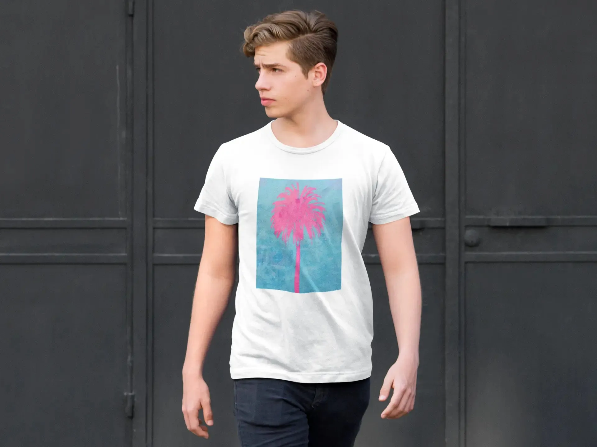 Pink Palm Tree short Sleeve Staple T-Shirt