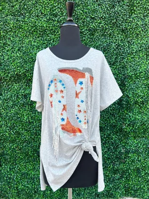 Sequin Fringe Cowgirl Tee