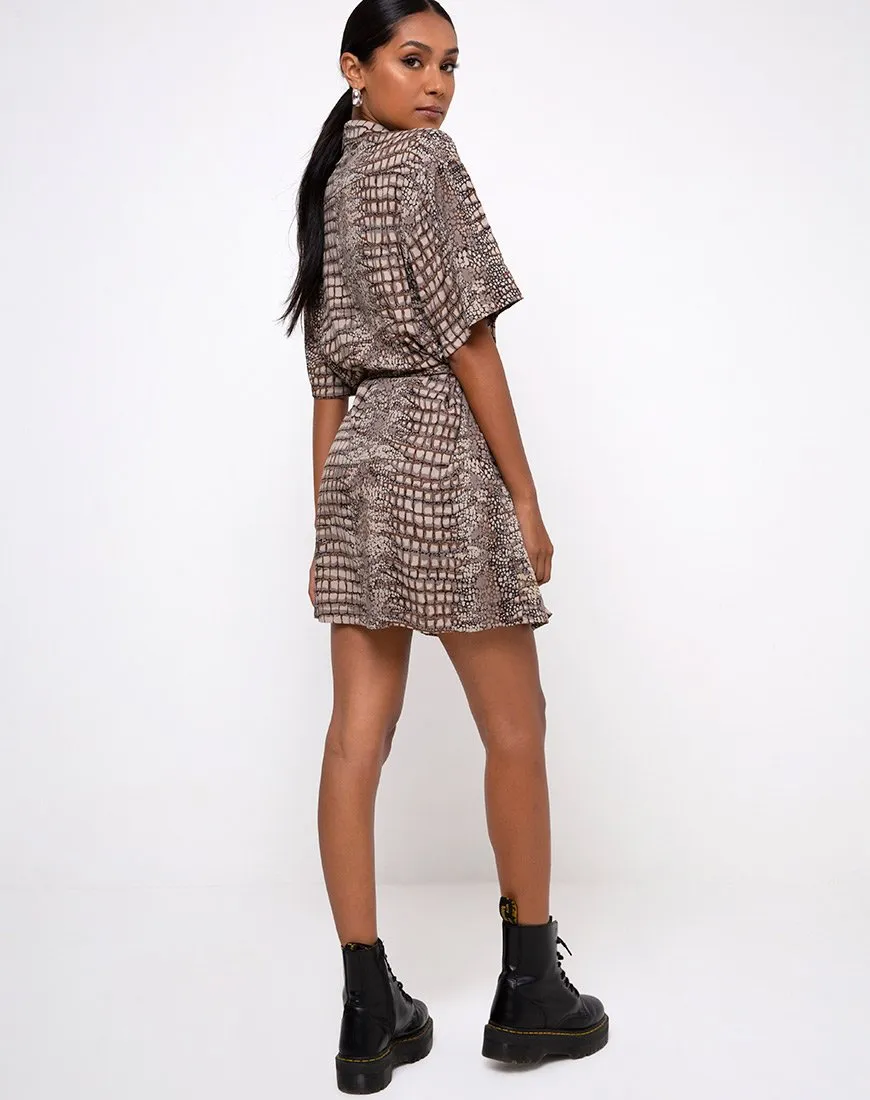 Siare Shirt Dress in Croc Neutral Grey