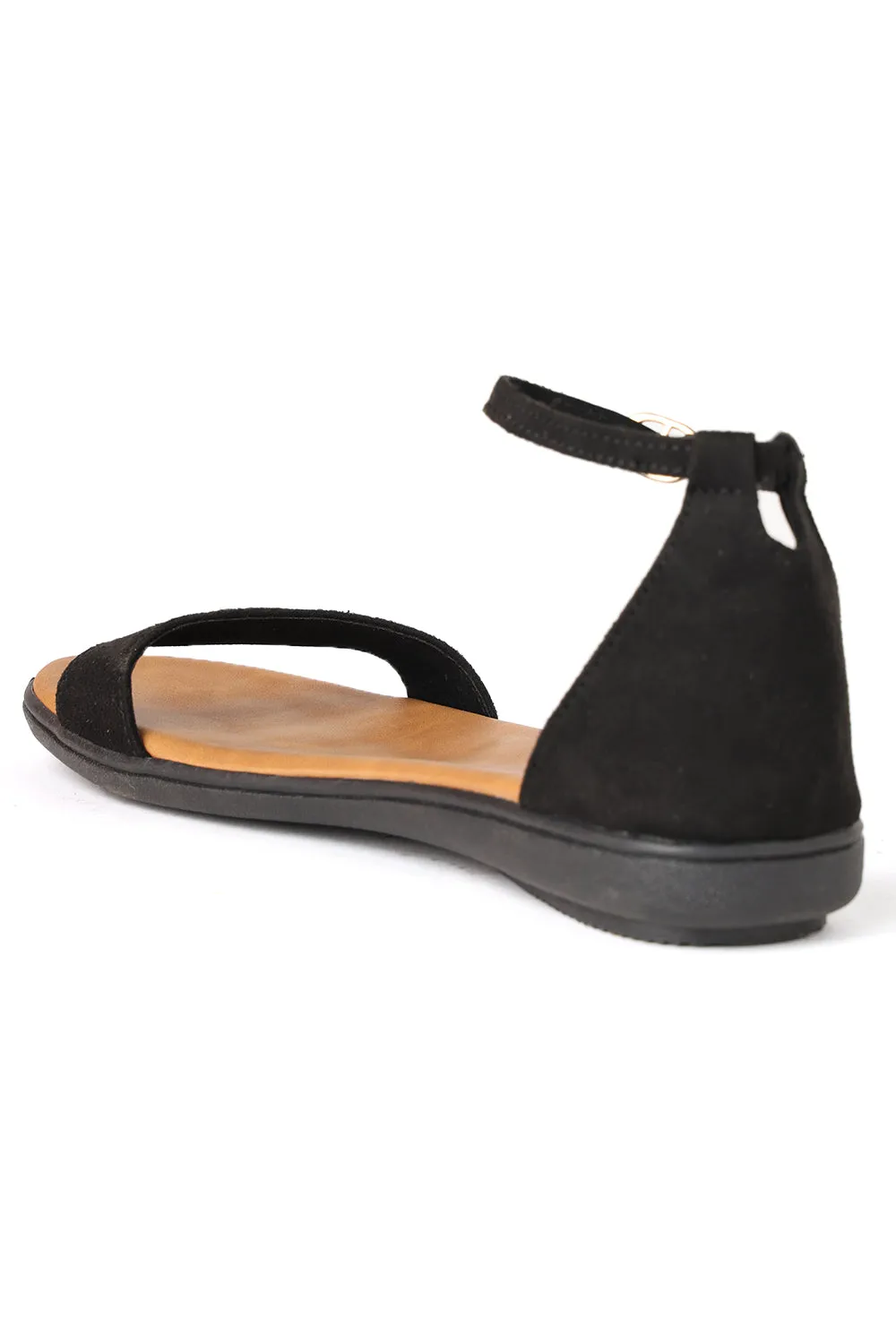 SOLES Black Flat Sandals - Classic and Versatile