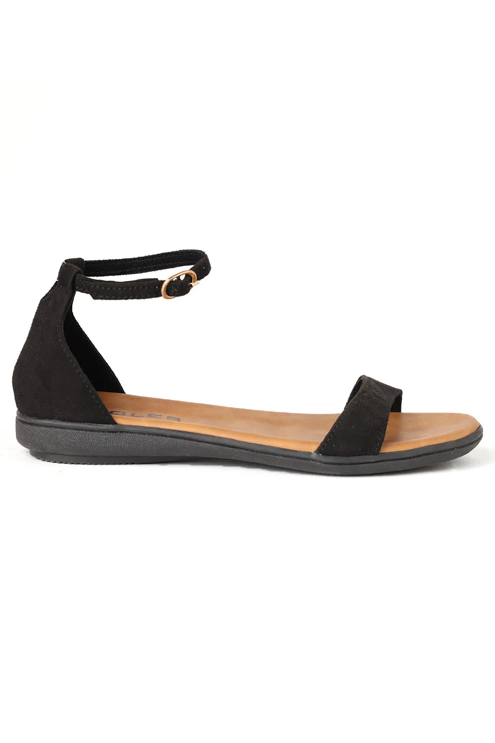 SOLES Black Flat Sandals - Classic and Versatile