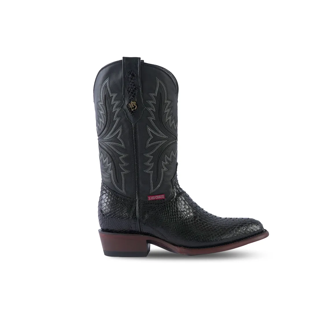 Texas Country Exotic Boot Python Black Round Toe PN240