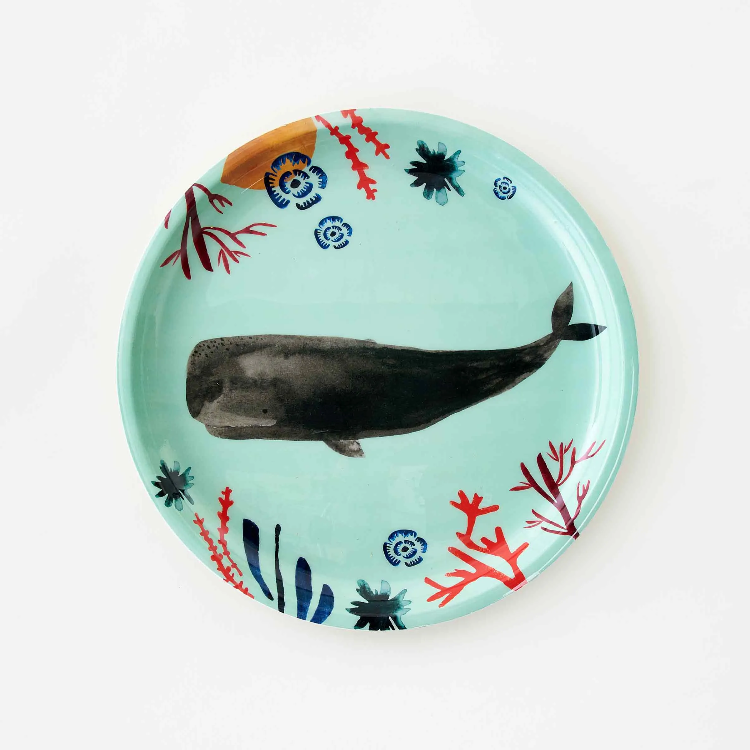 Whale   Sea Jewels Enameled Metal Tray