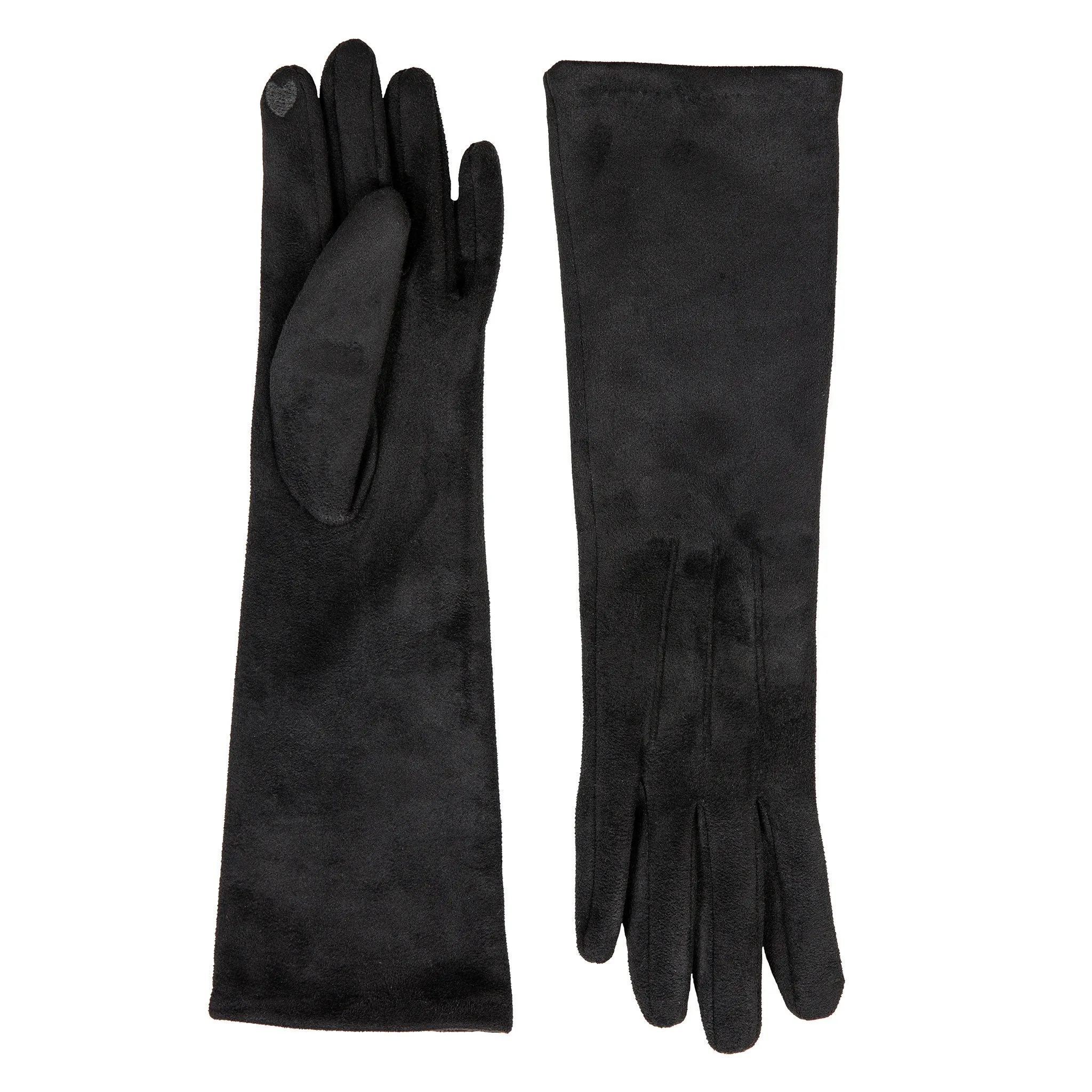 Women’s Touchscreen Long Below-Elbow Velour-Lined Faux Suede Gloves