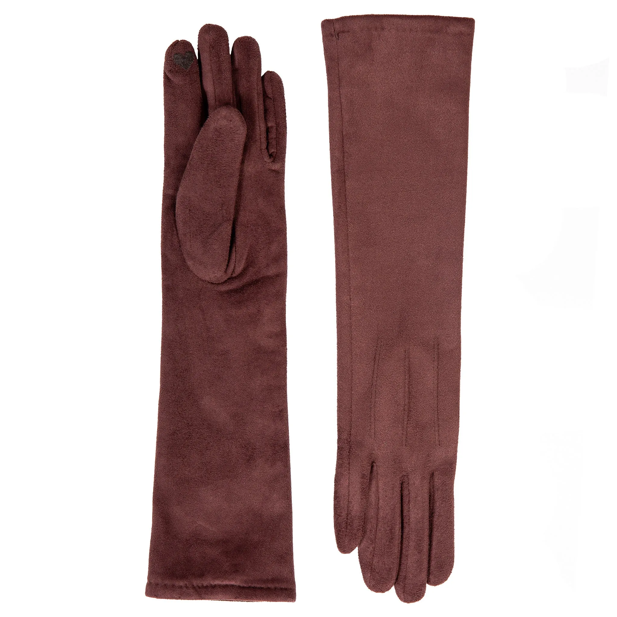 Women’s Touchscreen Long Below-Elbow Velour-Lined Faux Suede Gloves