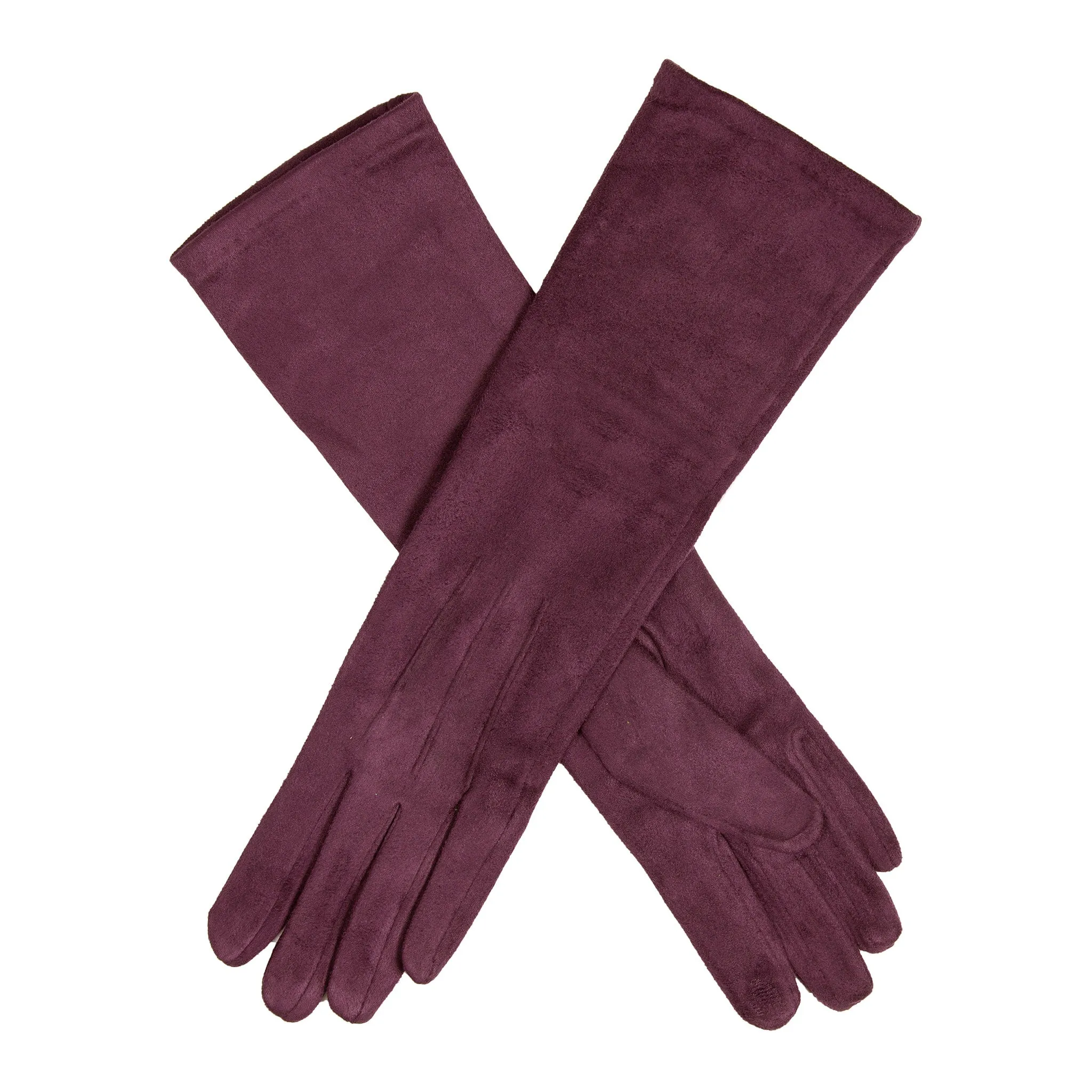 Women’s Touchscreen Long Below-Elbow Velour-Lined Faux Suede Gloves