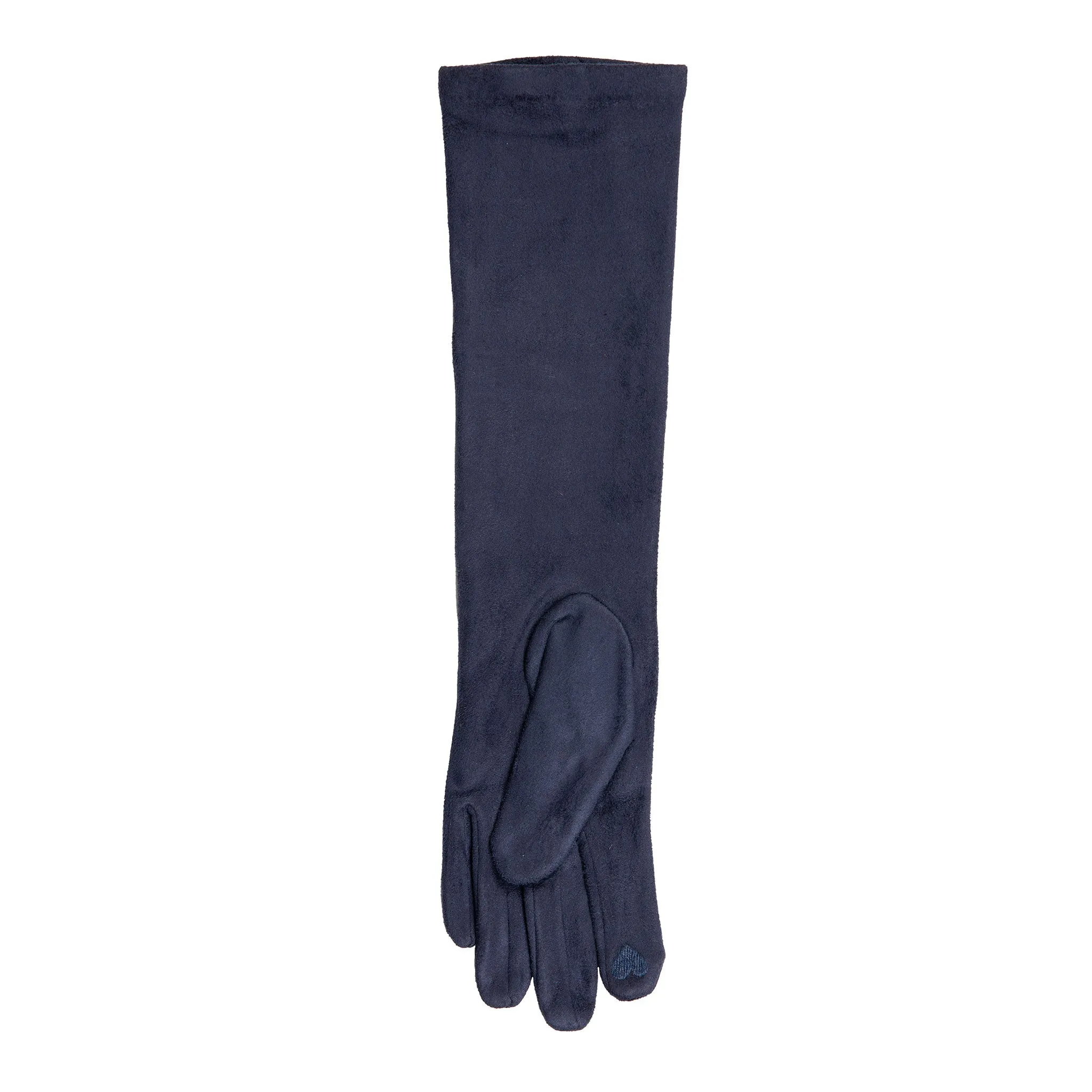 Women’s Touchscreen Long Below-Elbow Velour-Lined Faux Suede Gloves