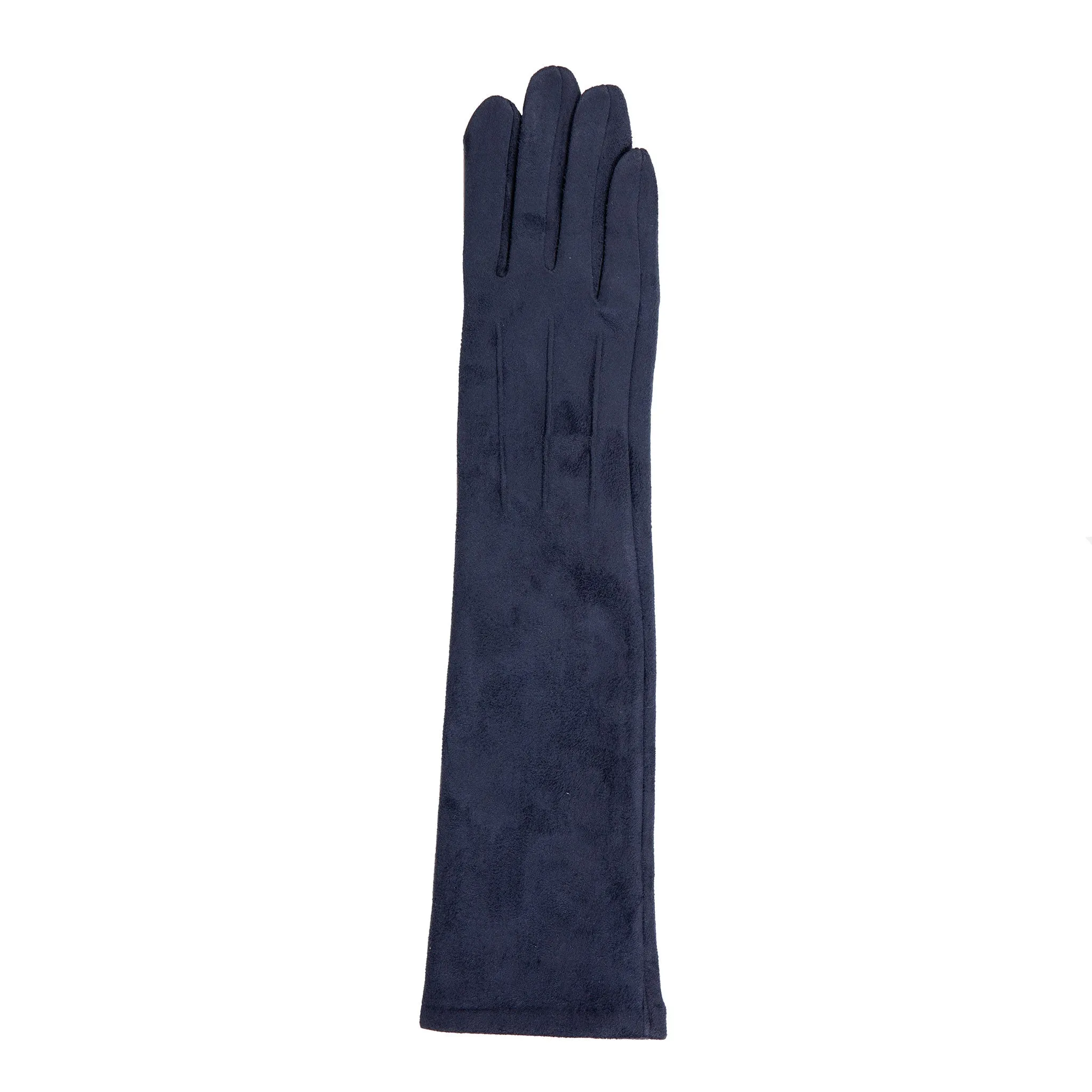 Women’s Touchscreen Long Below-Elbow Velour-Lined Faux Suede Gloves