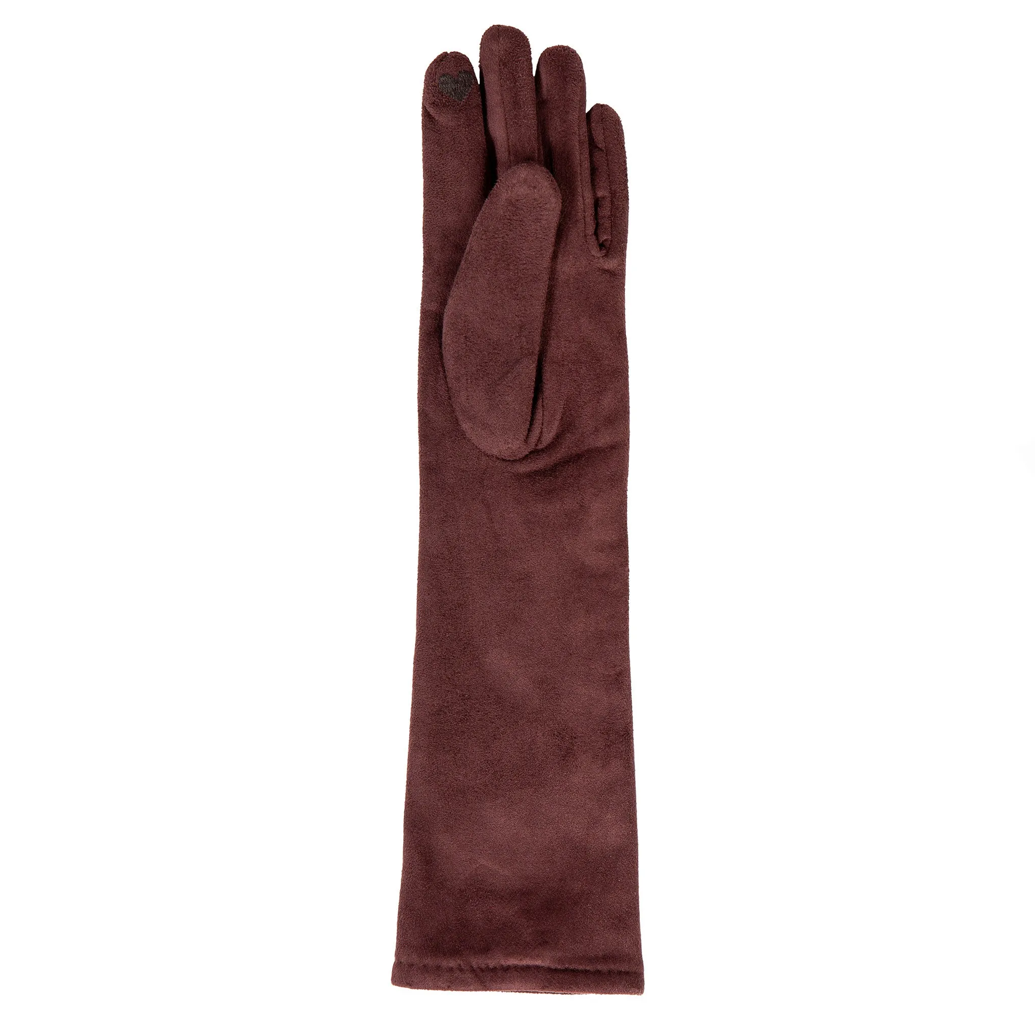 Women’s Touchscreen Long Below-Elbow Velour-Lined Faux Suede Gloves