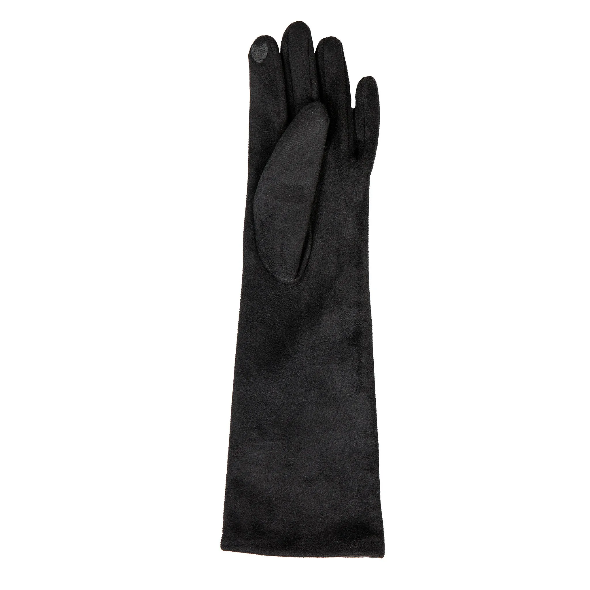 Women’s Touchscreen Long Below-Elbow Velour-Lined Faux Suede Gloves